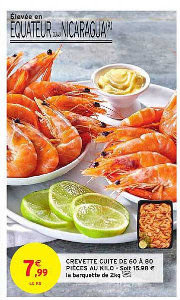 crevette cuite de 60 à 80 pièces au kilo