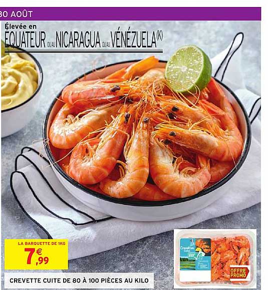 crevette cuite de 80 à 100 pièces au kilo