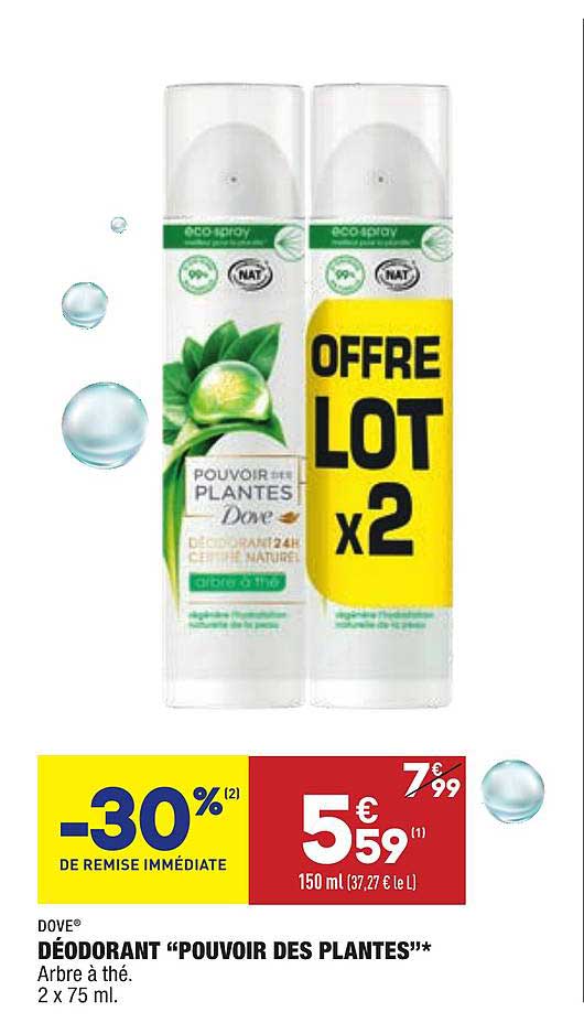 déodorant pouvoir des plantes dove -30% de remise immédiate
