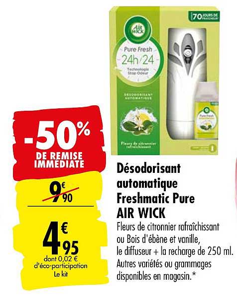 Désodorisant Automatique Air Wick  Freshmatic Pure -50% De Remise Immédiate