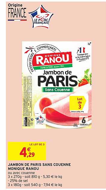 jambon de paris sans couenne monique ranou
