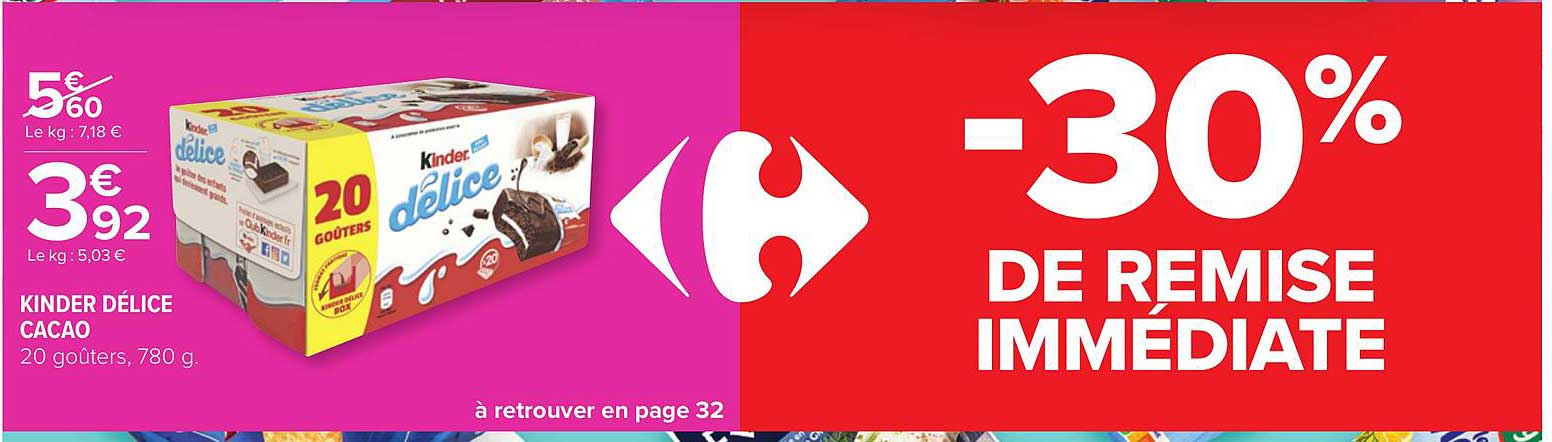 Kinder Délice Cacao -30% De Remise Immédiate