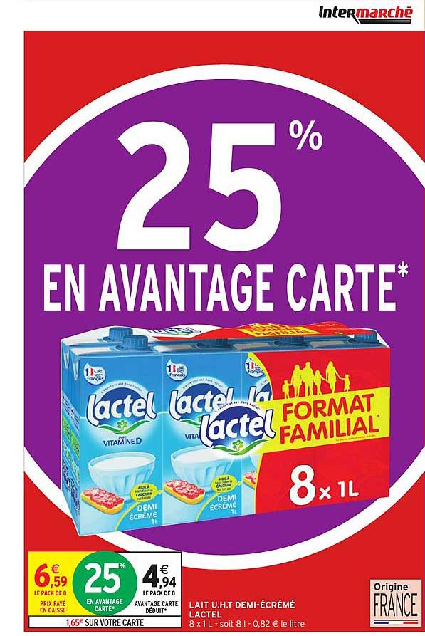 Lait Uht Demi écrémé Lactel