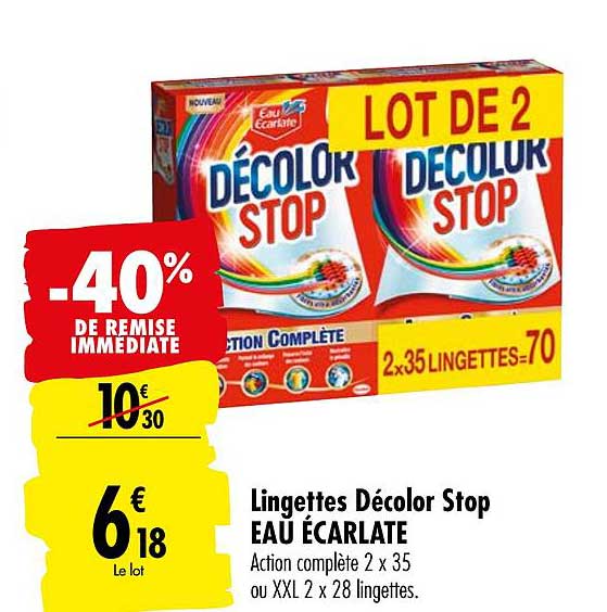 lingettes décolor stop eau écarlate -40% de remise immédiate
