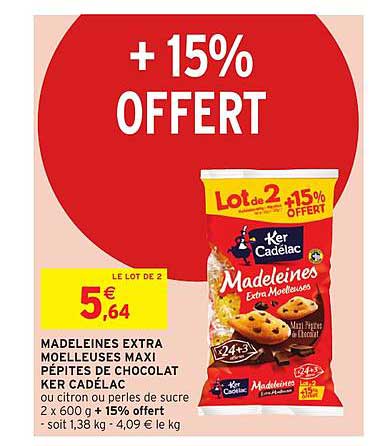 madeleines extra moelleuses maxi pépites de chocolat ker cadélac