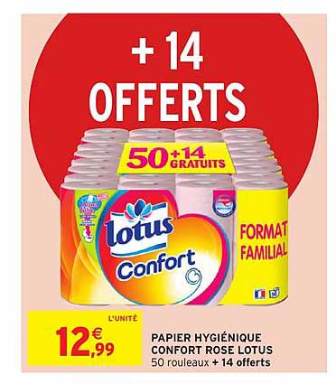 Papier Hygiénique Confort Rose Lotus +14 Offerts