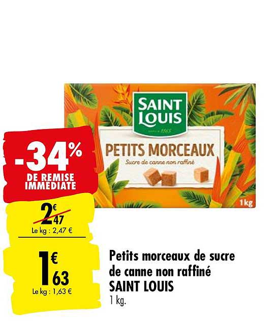 petits morceaux de sucre de canne non raffiné saint louis -34% de remise immédiate