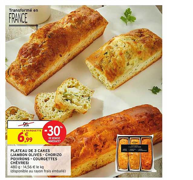 Plateau De 3 Cakes Jambon Olives Chorizo Poivron Courgettes Chèvres -30% De Remise Immédiate