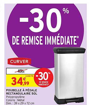 Poubelle à Pédale Rectangulaire 50 Litres Curver -30% De Remise Immédiate