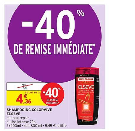 shampooing colorvive elsève -40% de remise immédiate