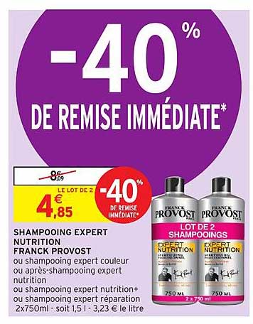 shampooing expert nutrition franck provost  -40% de remise immédiate