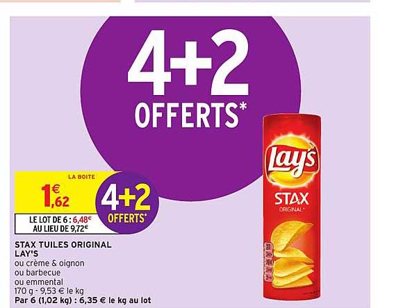 Stax Tuiles Original Lays  4+2 Offerts