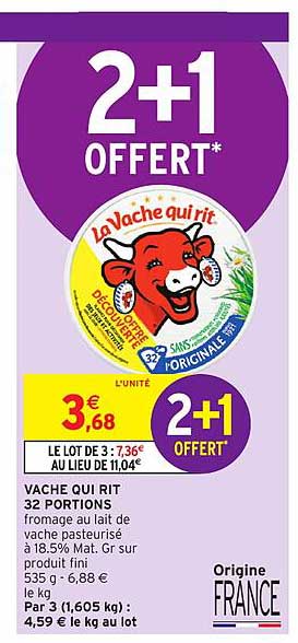 vache qui rit 32 portions  2+1 offert