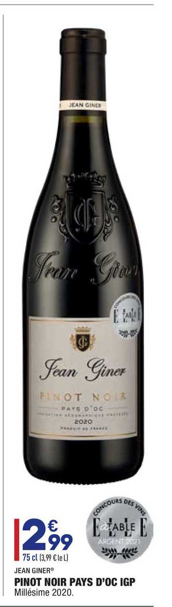 Pinot Noir Pays D'oc Igp Jean Giner