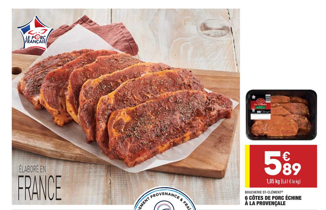 6 Côtes De Porc échine à La Provençale Boucherie St-clément