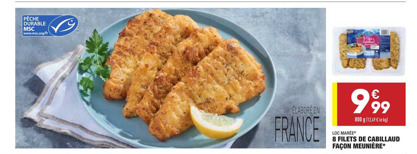 8 filets de cabillaud façon meunière loc marée