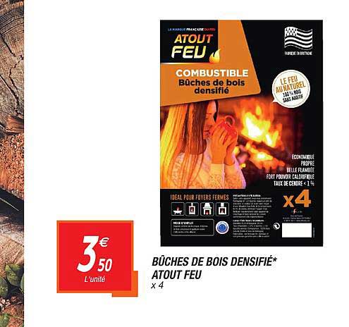 bûches de bois densifié atout feu