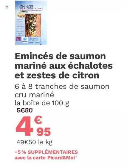 émincés de saumon mariné aux échalotes et zestes de citron