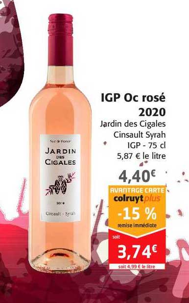 igp oc rosé 2020 jardin des cigales cinsault syrah
