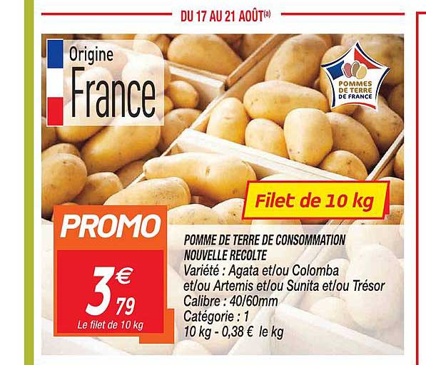 pomme de terre de consommation nouvelle recolte