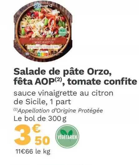 salade de pâte orzo, fêta aop, tomate confite