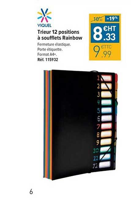 trieur 12 positions à soufflets rainbow viquel