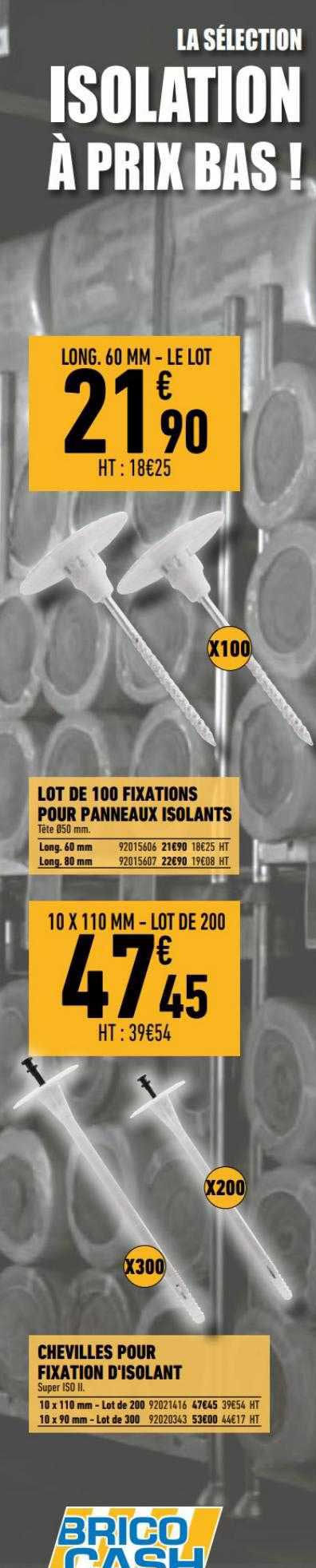100 Fixations Pour Panneaux Isolants