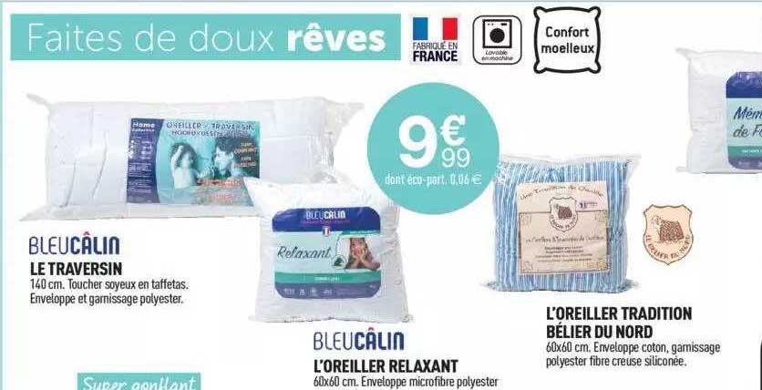 bleucâlin le traersin, l'oreiller relaxant, loreiller tradition bélier du nord