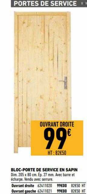 bloc-porte de service en sapin