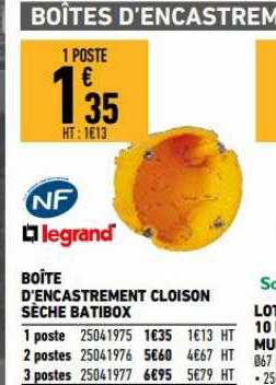 boîte d'encastrement cloison sèche batibox legrand