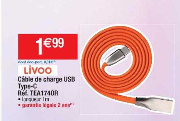 câble de charge usb type-c livoo
