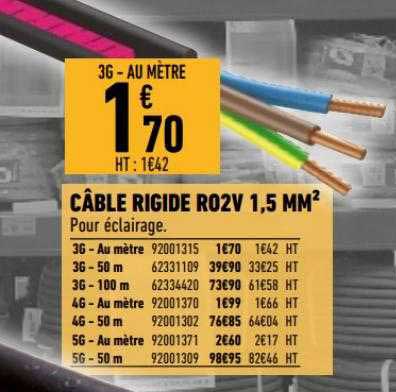 câble rigide r02v 1.5 mm2