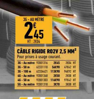 câble rigide r02v 2.5 mm2