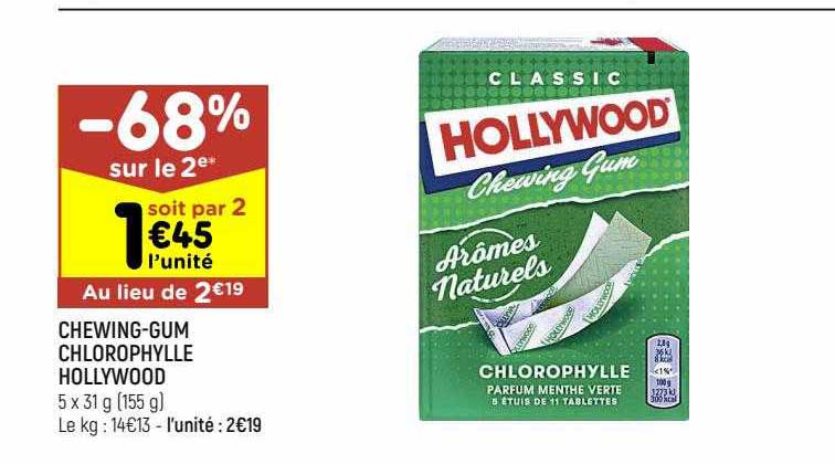 chewing-gum chlorophyle hollywood
