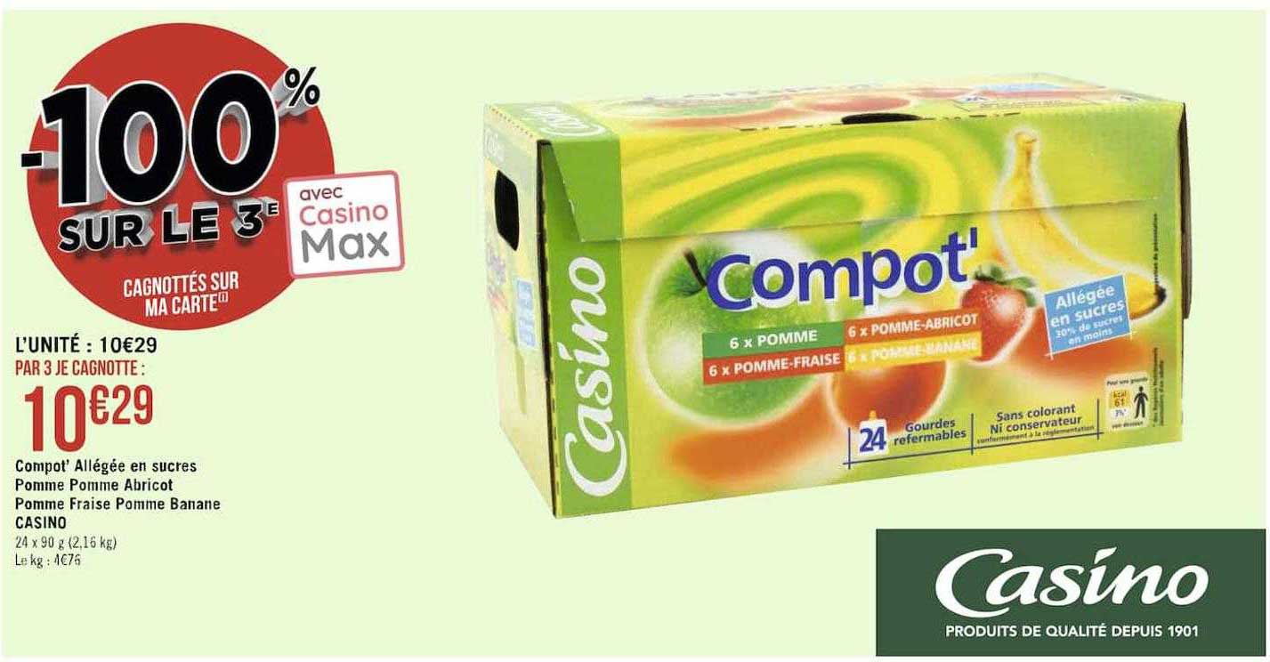 Compot'allégéée En Sucres Pomme Pomme Abricot Pomme Fraise Pomme Banane Casino