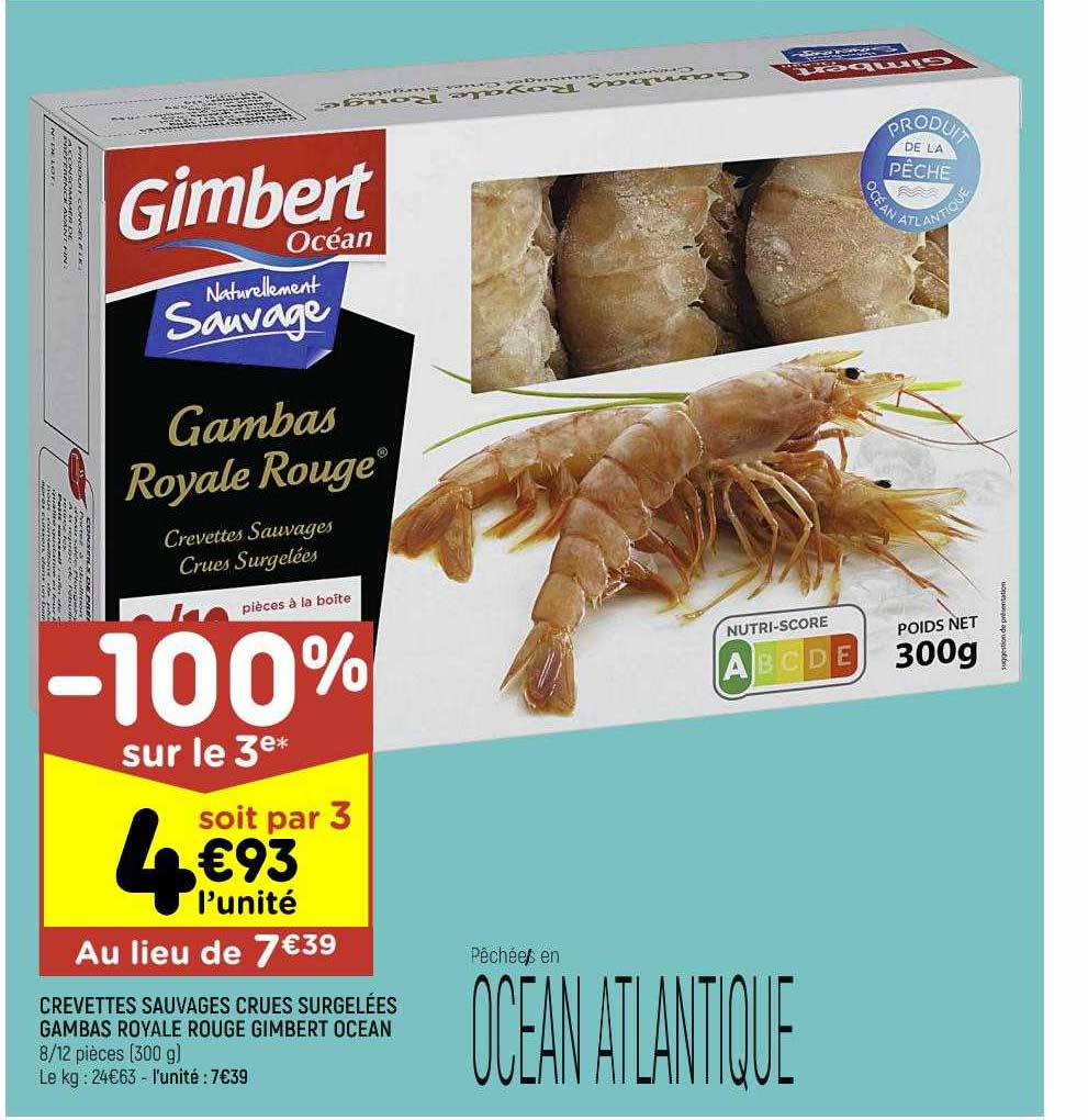 crevettes sauvages crues surgelées gambas royale rouge gimbert ocean