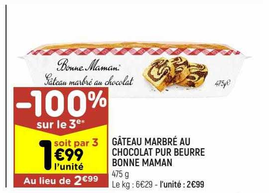 gâteau marbré au chocolat pur beurre bonne maman