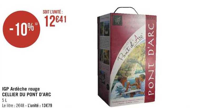Igp Ardèhe Rouge Cellier Du Pont D'arc