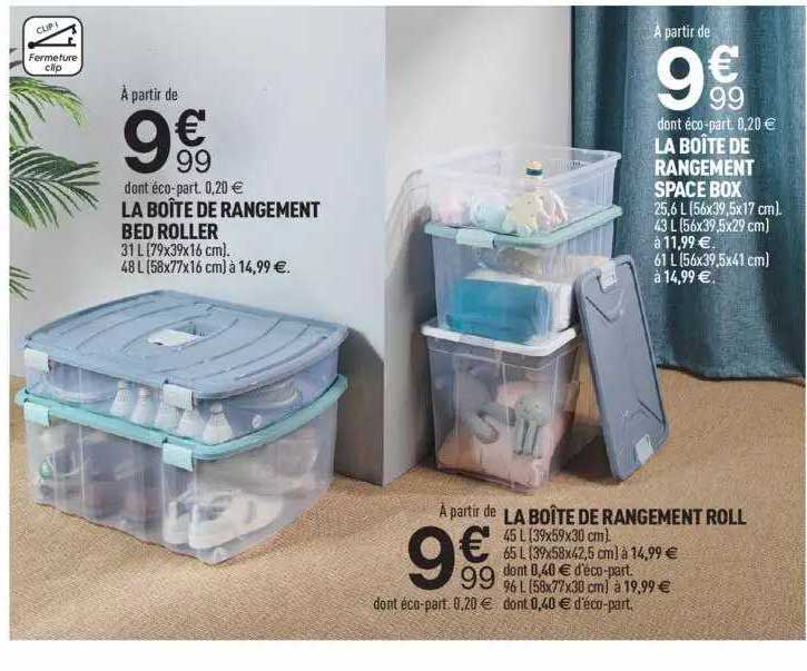la boîte de rangement bed roller, la boîte de rangement space box, ma boîte de angement roll