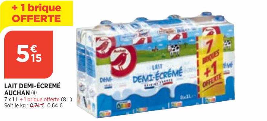 lait demi-écremé auchan