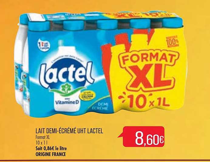 lait demi-écrémé uht lactel