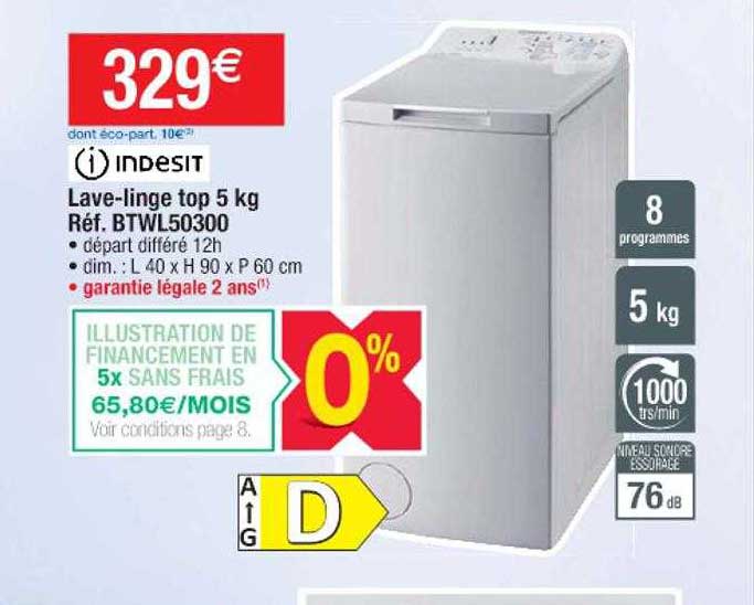 lave-linge top 5kg indesit