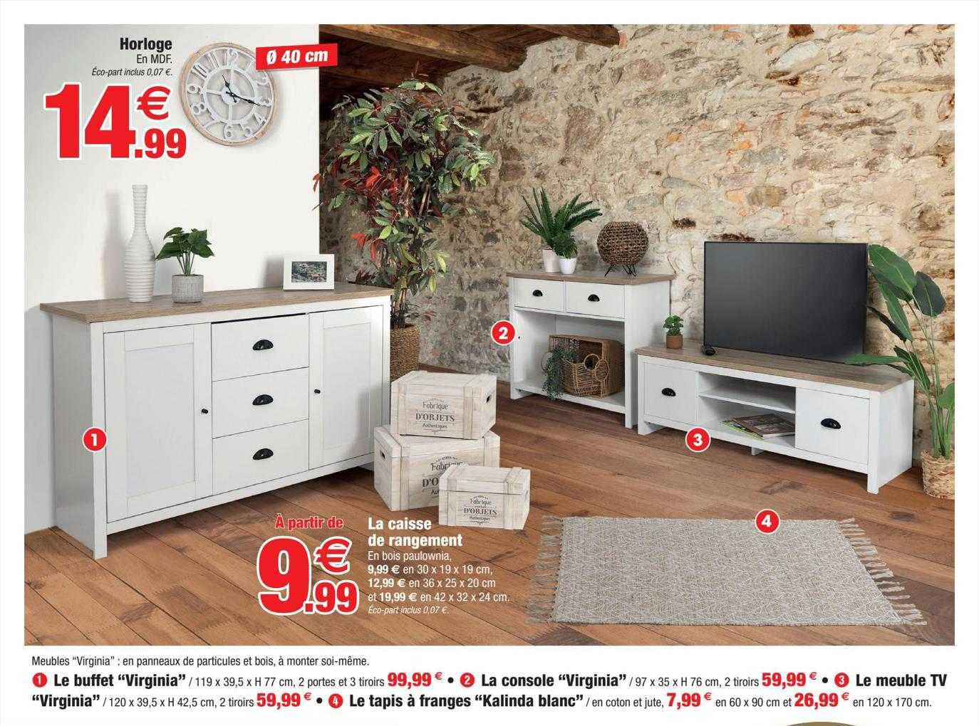 le bufet "virginia", la cosole "virginia", le meuble tv" virginia", le tapis à franges "kalinda blanc"