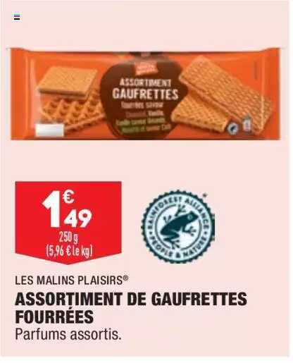 les malins plaisirs assortement de gaufrettes fourrées