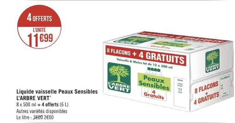 liquide vaiselle peaux sensibles l'arbre  vert
