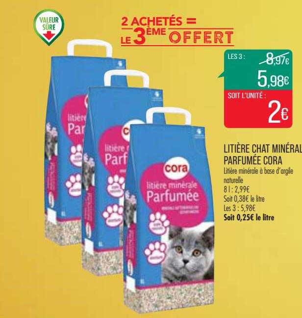 litière chat minèral parfumèe cora
