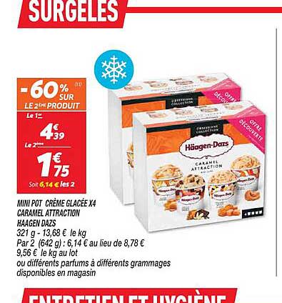 mini pot crème glacée x4 caramel attraction haagen dazs