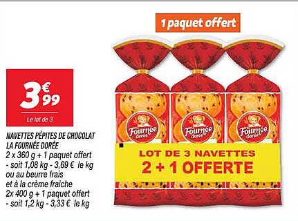 navettes pépittes de chocolat la fournée dorée