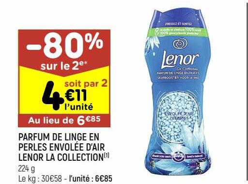parfum de linge en perles envolée d'air lenor la collection