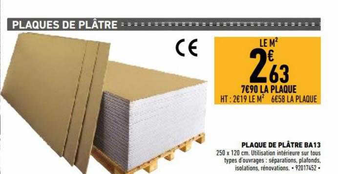 Plaque De Plâtre Ba 13